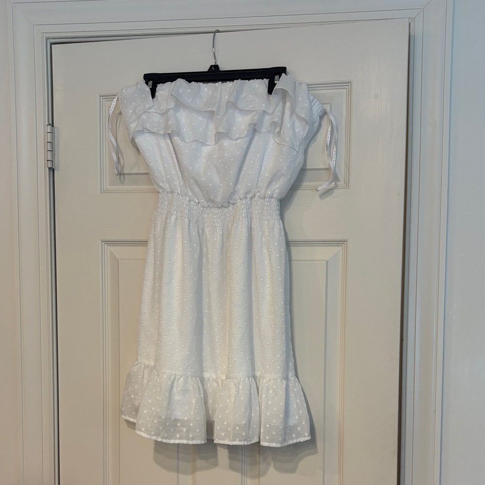 Lilly Pulitzer White Strapless Eyelet Ruffle Dress